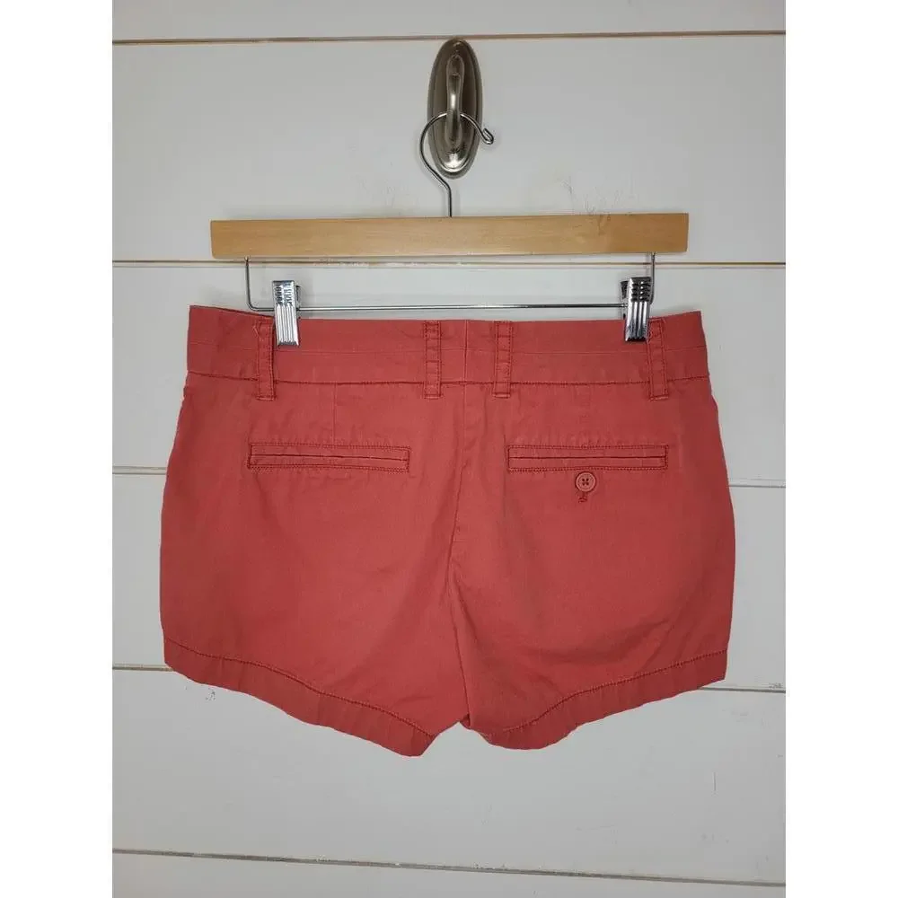 J Crew size 2 rusty coral cotton broken in chino shorts - Picture 2 of 5